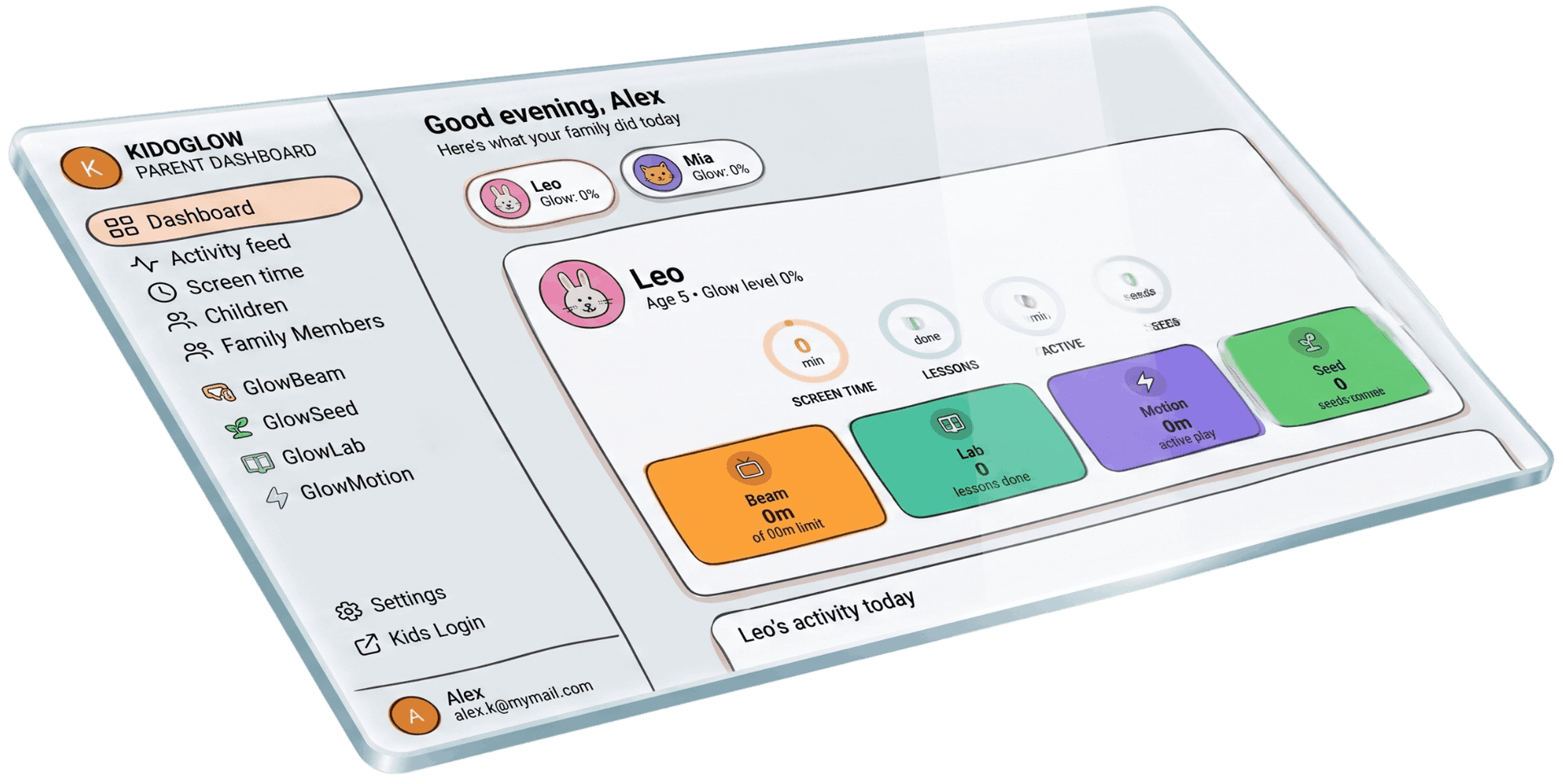 Kidoglow Parent Dashboard